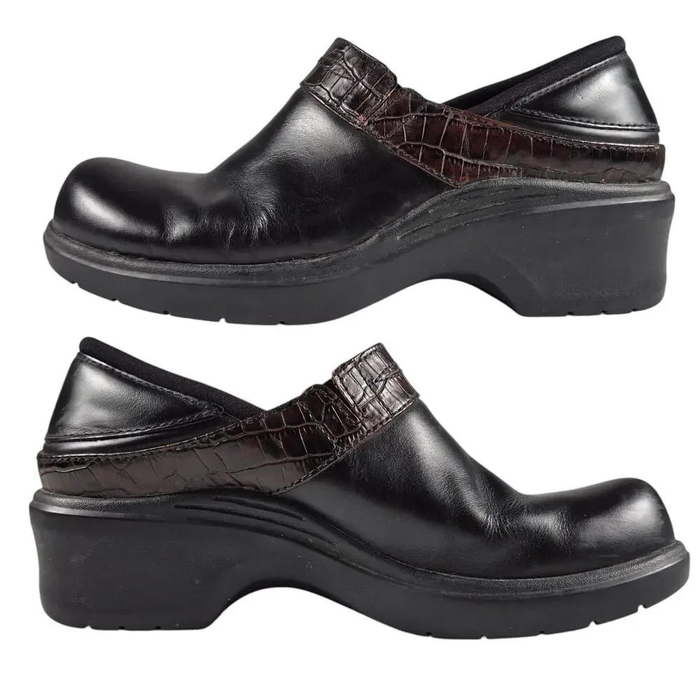 Ariat Black Brown Leather Clogs Mules Shoes Women's 6 1/2 B